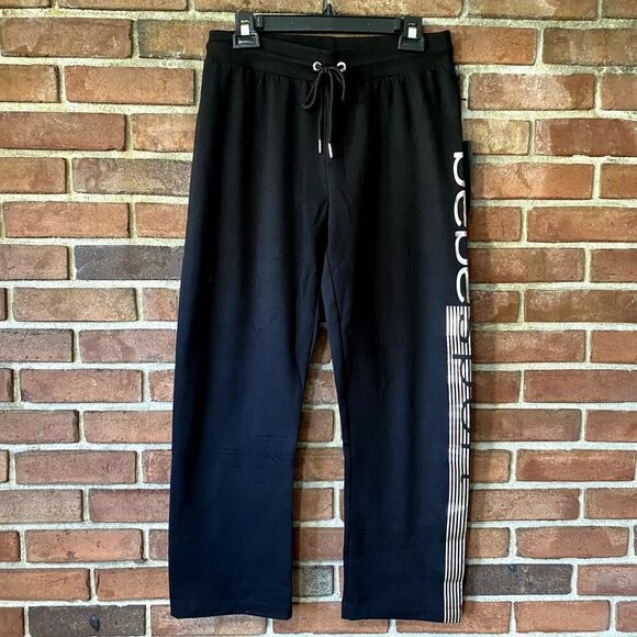 bebe Sport Metallic Logo Sweatpants Black Medium - Picture 1 of 10